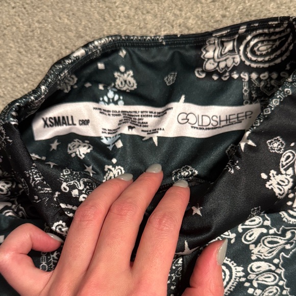 Free People Movement and Goldsheep colab Black, Dark Green and White Leggings - Picture 4 of 4